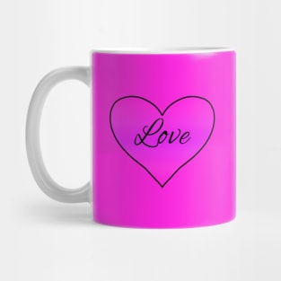 Bright Pink Love in heart outline Mug